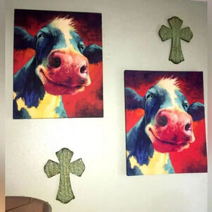 3 piece Modern Farmhouse Cow Canvas Bundle​​